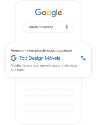 Anúncios de texto do Google Ads exibidos nos resultados da pesquisa, com destaque nas primeiras posições.